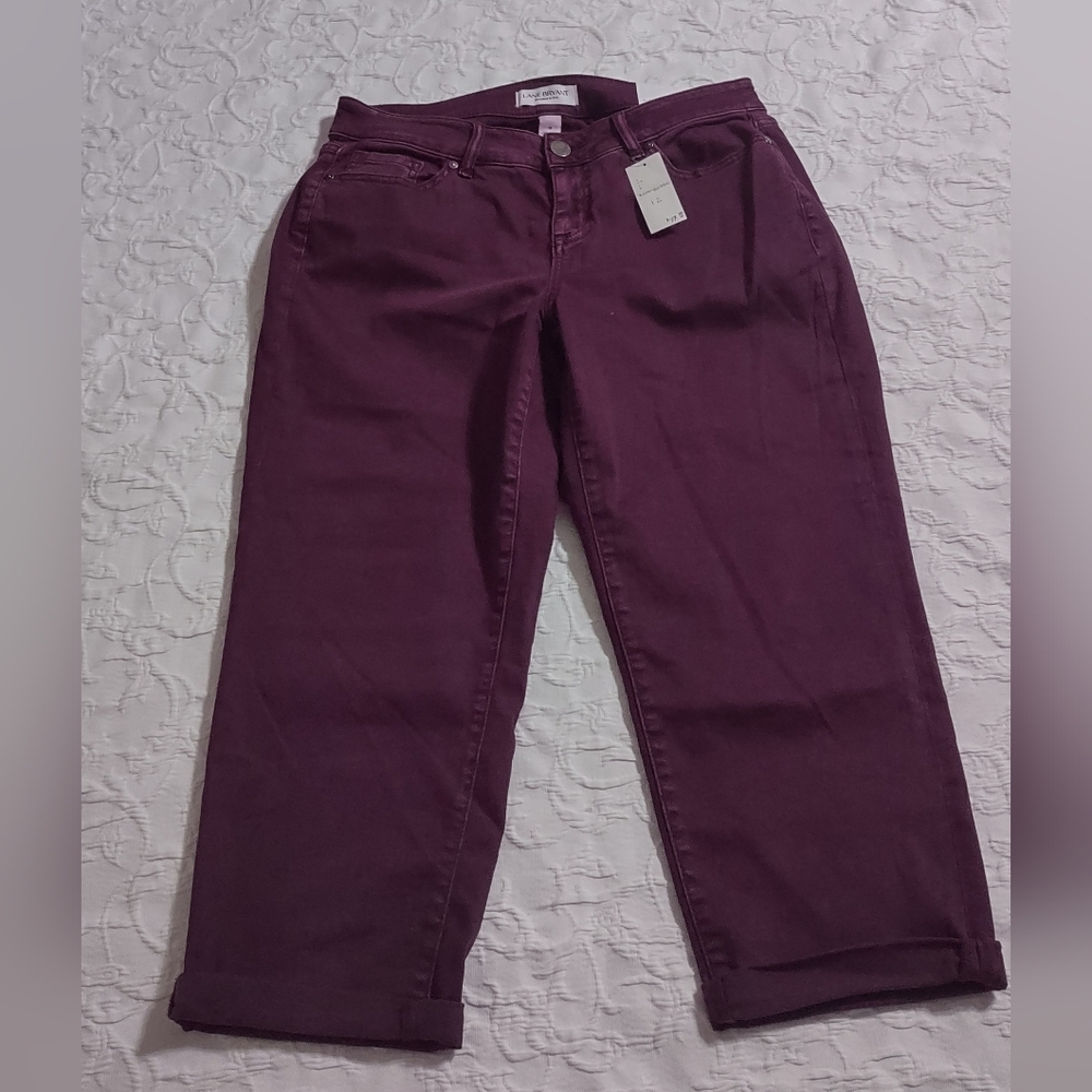 Lane Bryant pants women size 12 big check measure 17 inch waist, cotton,soft,new